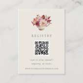 Herfst Floral Teacup Vrijgezellenfeest Registry QR Informatiekaartje (Voorkant)