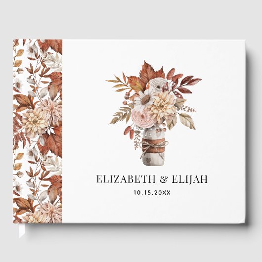 Herfst Floral Terracotta Wedding Gastenboek (Voorkant)