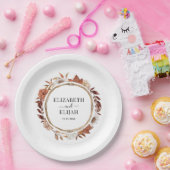 Herfst Floral Terracotta Wedding Papieren Bordje (Feest)