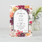 Herfst Floral Thanksgiving witte pompoen Kaart (Staand voorkant)