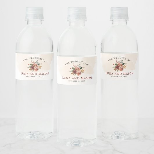 Herfst Floral Thmed Wedding Waterfles Etiket (Flessen)