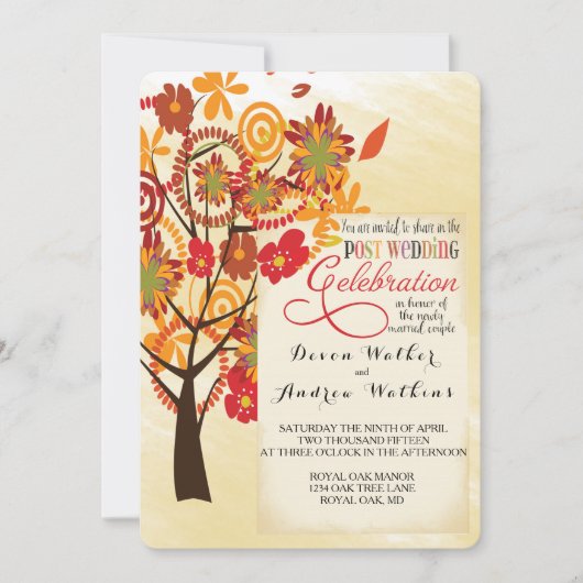 Herfst Floral Tree Weddenschap Alleen uitnodiging (Voorkant)