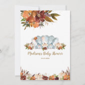 Herfst Floral Twins Boy Girl Elephants Baby shower Kaart (Achterkant)
