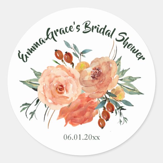 Herfst Floral Vrijgezellenfeest Ronde Sticker (Voorkant)