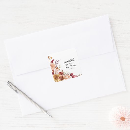 Herfst Floral Vrijgezellenfeest Vierkante Sticker (Envelop)