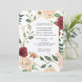 Herfst Floral Waterverf Marsala Kraft Couple Showe Kaart (Staand voorkant)