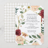 Herfst Floral Waterverf Marsala Kraft Couple Showe Kaart (Voorkant / Achterkant)