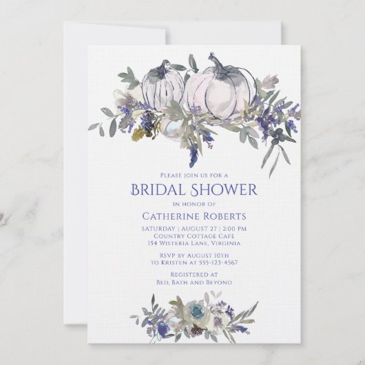 Herfst Floral Waterverf Pumpkin Vrijgezellenfeest Kaart (Voorkant)