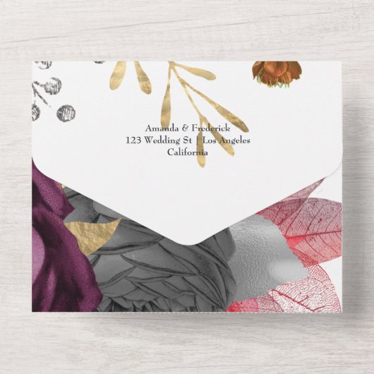  herfst Floral Wedding All In One Uitnodiging (Achterkant)