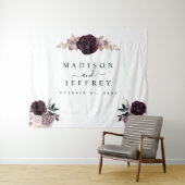 Herfst Floral Wedding Backdrop Wine Plum Mauve Wandkleed (In Situ (horizontaal))