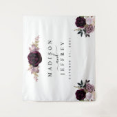 Herfst Floral Wedding Backdrop Wine Plum Mauve Wandkleed (Voorkant)