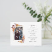 Herfst Floral Wedding Elegant Foliage Foto I Briefkaart (Staand voorkant)