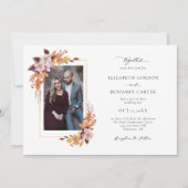Herfst Floral Wedding Elegant Foliage Foto Kaart (Voorkant)
