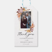 Herfst Floral Wedding Elegant Foto bedankt Cadeaulabel (Voorkant)