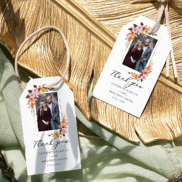 Herfst Floral Wedding Elegant Foto bedankt Cadeaulabel