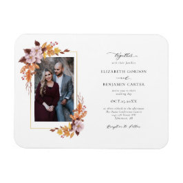Herfst Floral Wedding Foliage Script Foto Magneet
