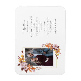 Herfst Floral Wedding Foliage Script Foto Magneet