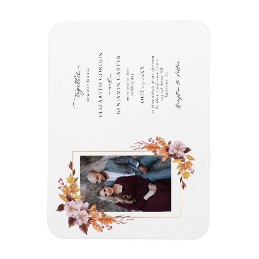 Herfst Floral Wedding Foliage Script Foto Magneet (Verticaal)