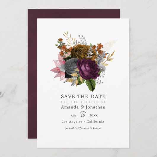  herfst Floral Wedding Foto Save The Date (Voorkant / Achterkant)