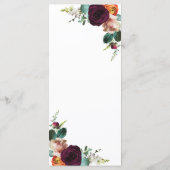 Herfst Floral Wedding Menu (Achterkant)