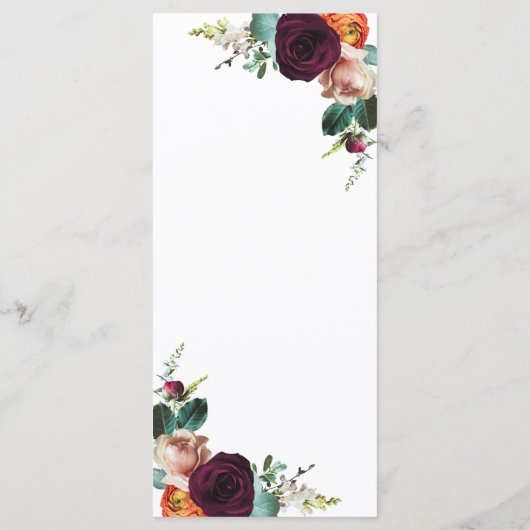 Herfst Floral Wedding Menu (Achterkant)