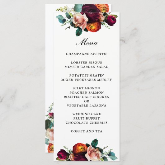 Herfst Floral Wedding Menu (Voorkant / Achterkant)