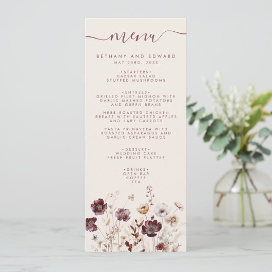 Herfst Floral Wedding Menu (Staand voorkant)