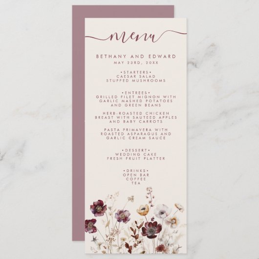 Herfst Floral Wedding Menu (Voorkant / Achterkant)