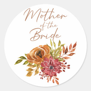 Herfst Floral Wedding Moeder van de Bride Cla Ronde Sticker