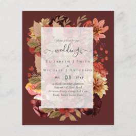 Herfst Floral Wedding - Oranje begroting van Bourg Flyer