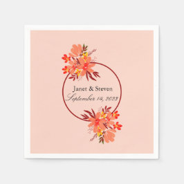 Herfst Floral Wedding Oranje Gold Brown Servet