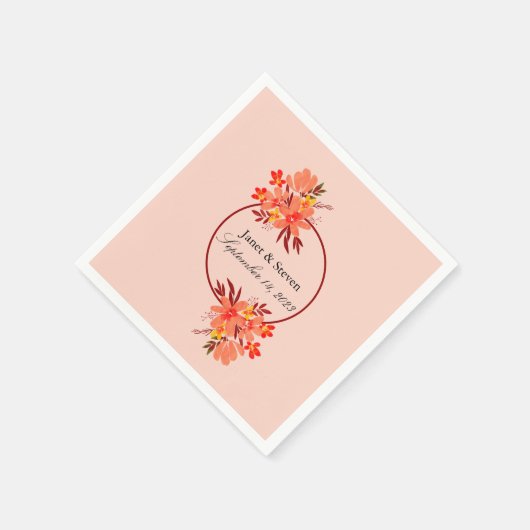 Herfst Floral Wedding Oranje Gold Brown Servet (Hoek)