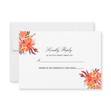Herfst Floral Wedding Oranje Gold Tan Wedding RSVP