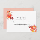 Herfst Floral Wedding Oranje Gold Tan Wedding RSVP (Voorkant / Achterkant)