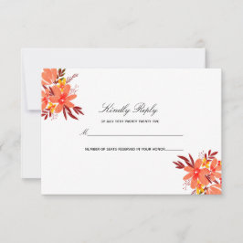 Herfst Floral Wedding Oranje Gold Tan Wedding RSVP Kaartje