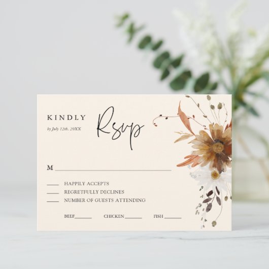 Herfst Floral Wedding RSVP Kaart (Staand voorkant)