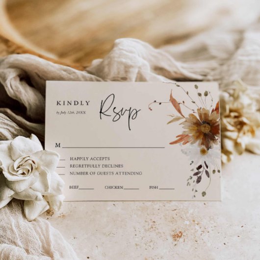 Herfst Floral Wedding RSVP Kaart