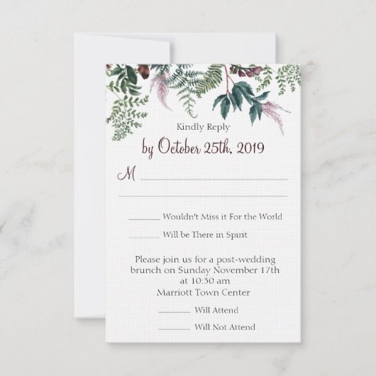 Herfst Floral Wedding RSVP Kaart (Voorkant)