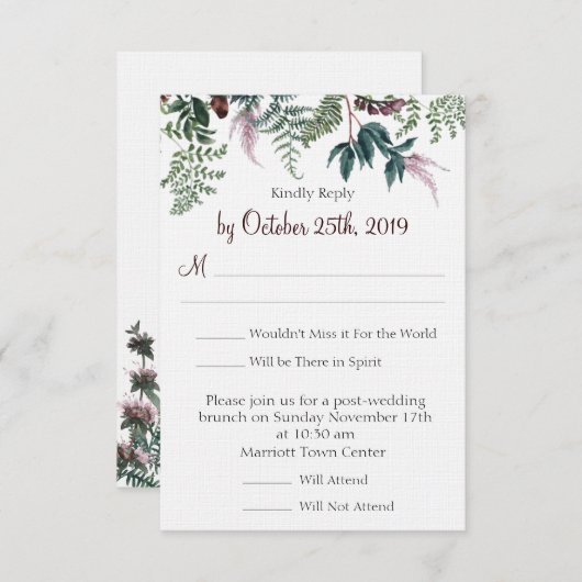 Herfst Floral Wedding RSVP Kaart (Voorkant / Achterkant)