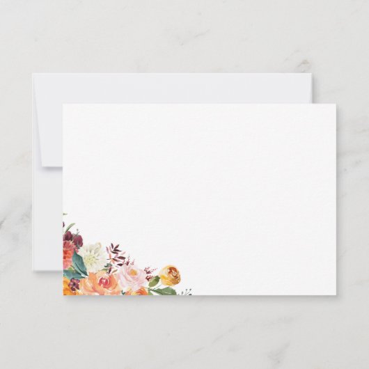 Herfst Floral Wedding RSVP-kaarten met maaltijdopt RSVP Kaartje (Achterkant)