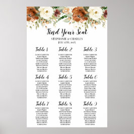 Herfst floral Wedding Seating Chart Poster