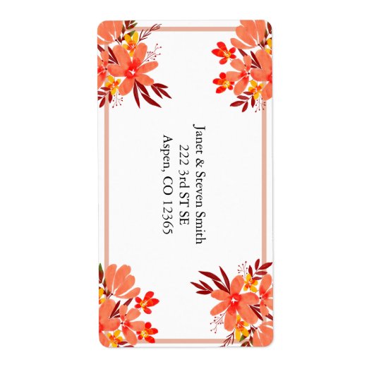 Herfst Floral Wedding Specialized Oranje Gold Etiket (Voorkant)