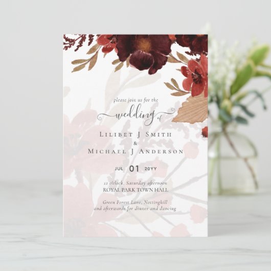 Herfst Floral Wedding Suite Terracotta Burgundy Re (Staand voorkant)