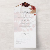 Herfst Floral Wedding Suite Terracotta Burgundy Re All In One Uitnodiging (Binnen)