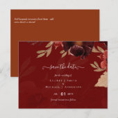 Herfst Floral Wedding Suite Terracotta Burgundy Re Briefkaart (Voorkant / Achterkant)