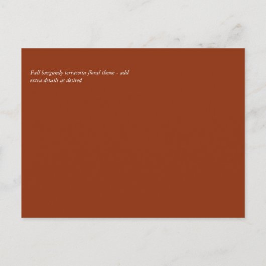 Herfst Floral Wedding Suite Terracotta Burgundy Re Briefkaart (Achterkant)