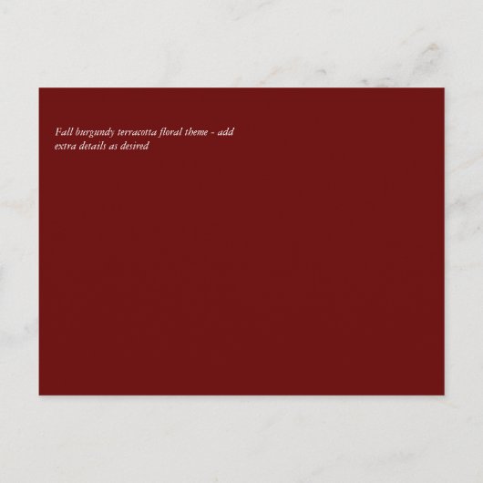 Herfst Floral Wedding Suite Terracotta Burgundy Re Briefkaart (Achterkant)