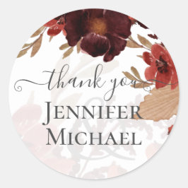 Herfst Floral Wedding Suite Terracotta Burgundy Re Ronde Sticker