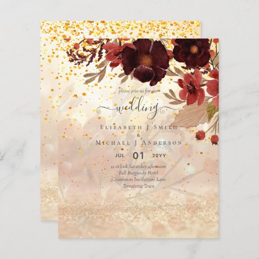 Herfst Floral Wedding Terracotta Burgundy Red (Voorkant / Achterkant)