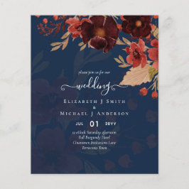 Herfst Floral Wedding Terracotta Burgundy Red Flyer